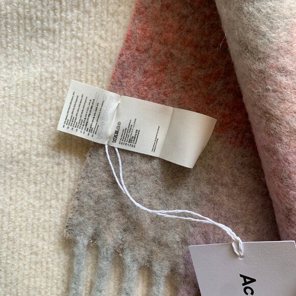 Acne Studios Checked Mohair-Blend Scarf – Pink/Beige/Red - Picture 6 of 7